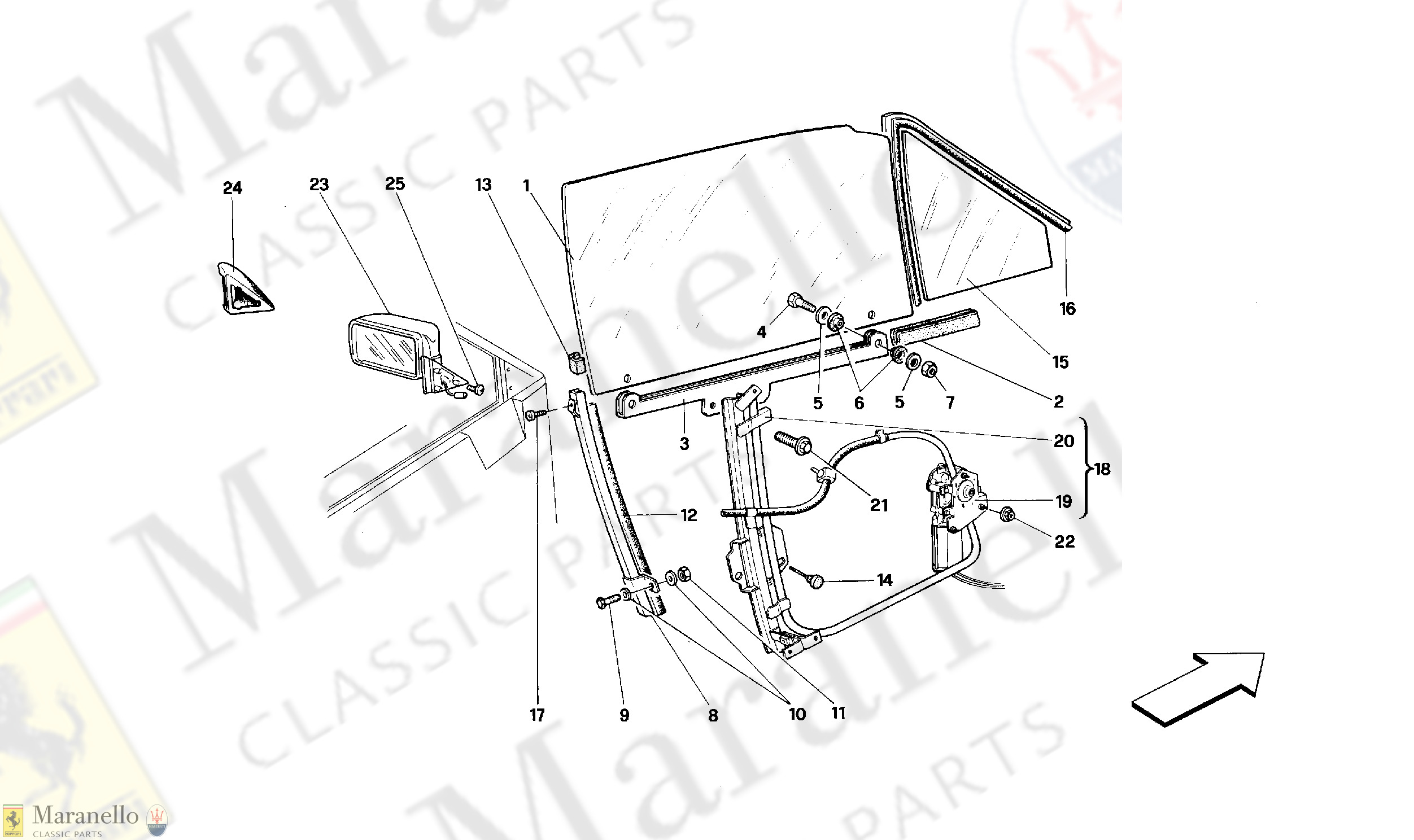 124 - Doors -Cabriolet- Glass Lifting Device And Rear Mirror