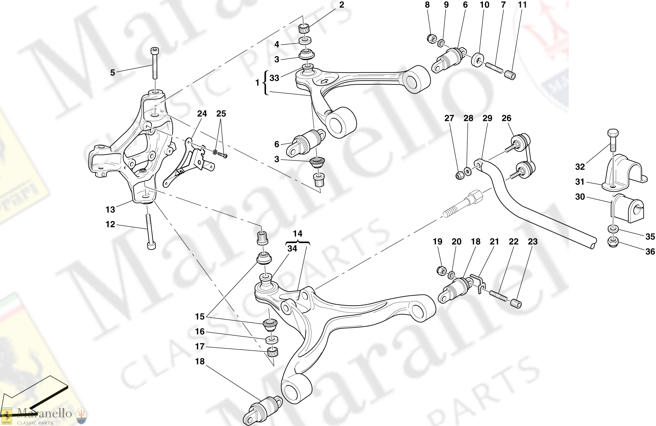 055 - Front Suspension - Arms And Stabiliser Bar