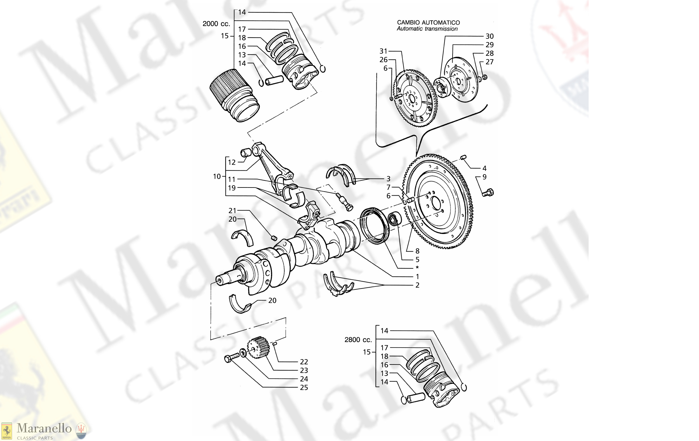 005 Crankshaft Pistons Connecting Rods And Flywh Parts Diagram For Maserati Ghibli A B S Maranello Classic Parts