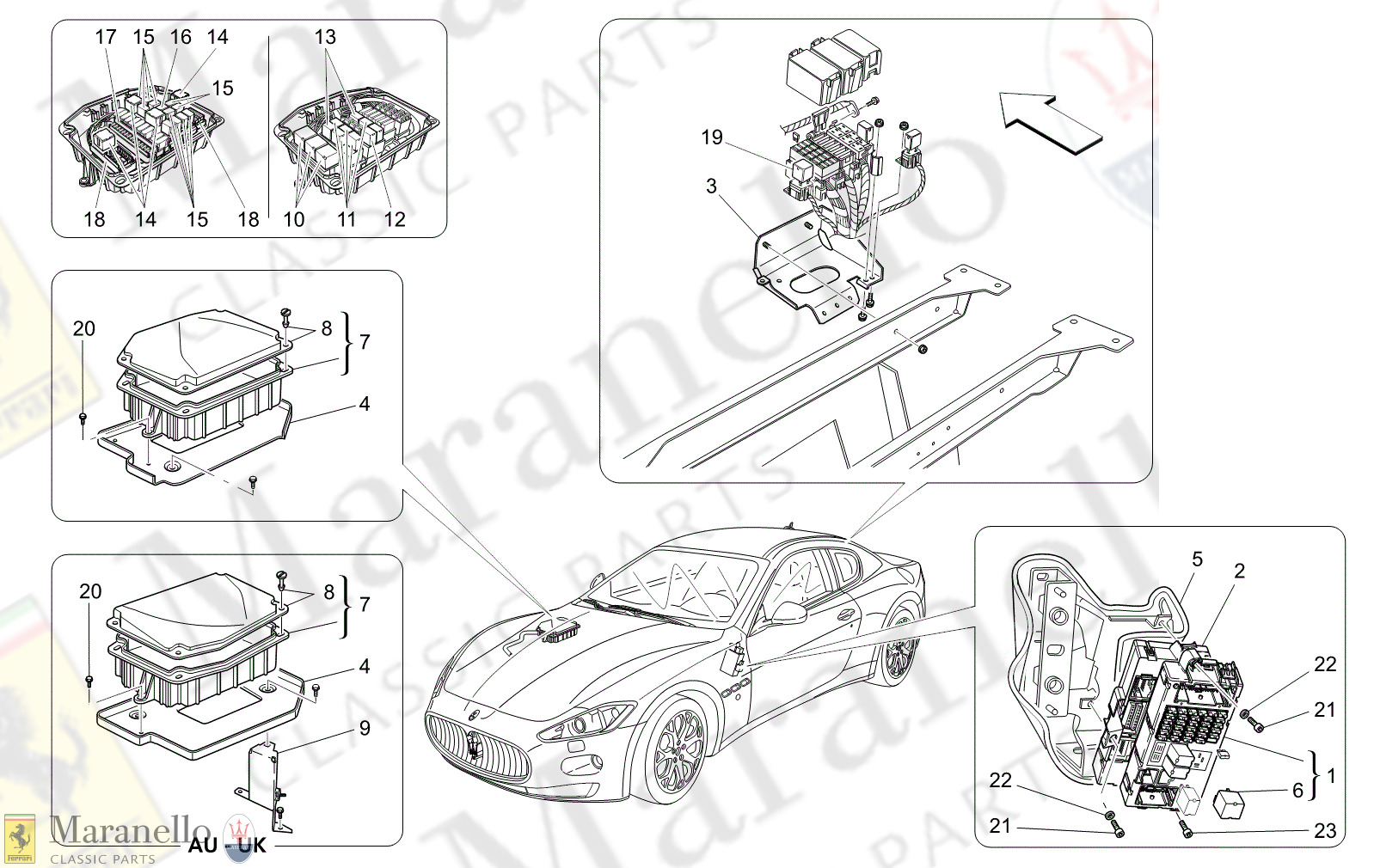 08.61 1 0861 1 Relays, Fuses And Boxes parts diagram for Maserati