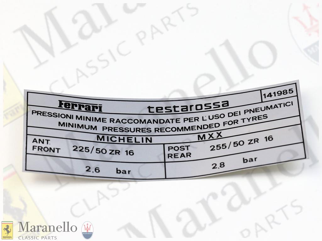 Tr Michelin Mxx Tyre Inflation Sticker
