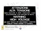 High Voltage Warning Label