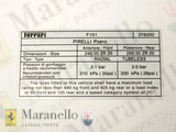 Pirelli 20" Tyre Pressure Label