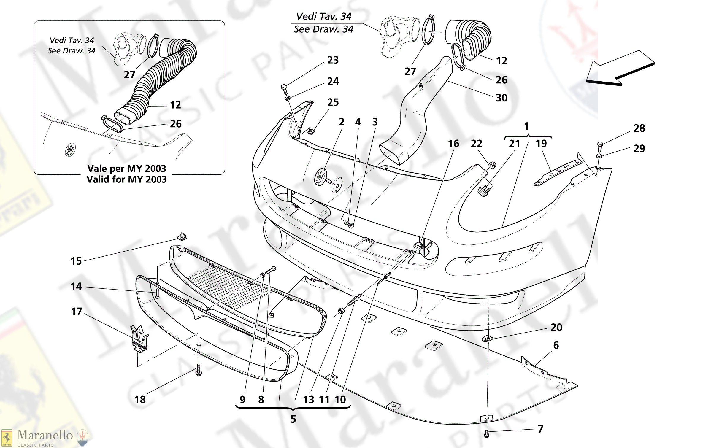 C 107 - FRONT BUMPER
-Valid for MY 2003-
-Valid for MY 2004-