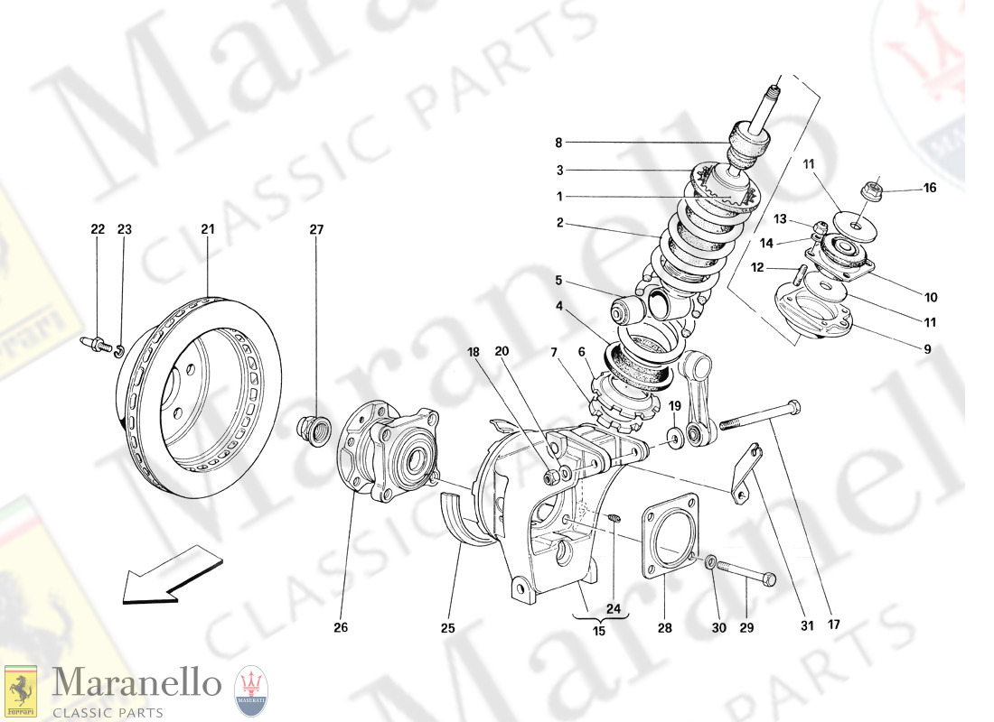 039A - Rear Suspension - Shock Absorber And Brake Disc - Valid From Car Ass. Nr. 8799