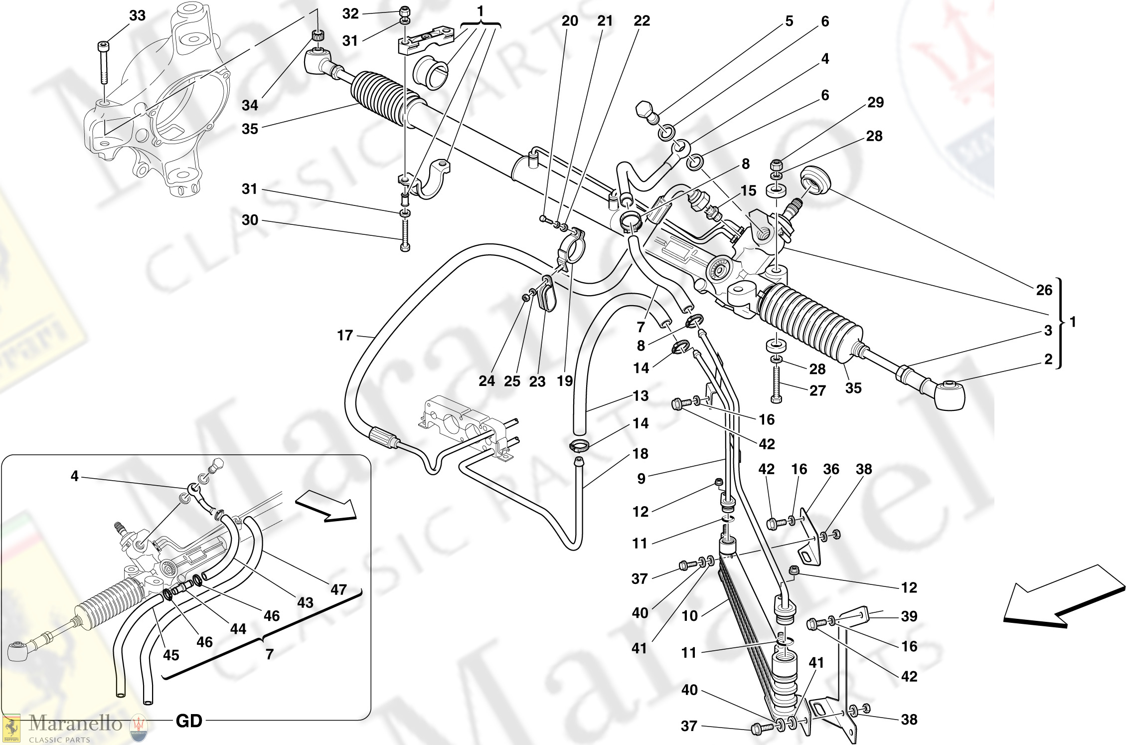042 - Hydraulic Power Steering Box And Serpentine Coil