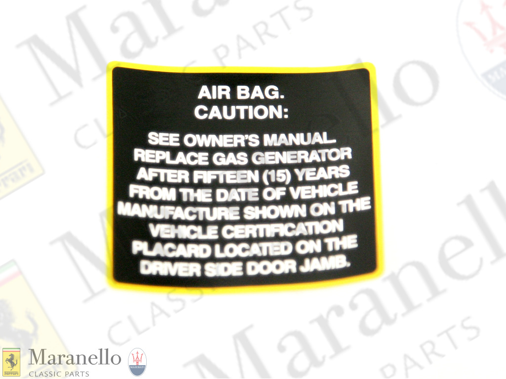 Airbag System Maintenance Label