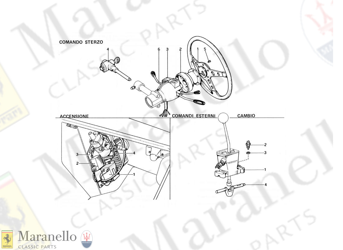 051 - Steering Control, Engine Ignition And Gearbox Outer Controls (Variants For Usa Versions)