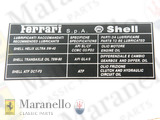 Engine/Gearbox Oil Specifications Label