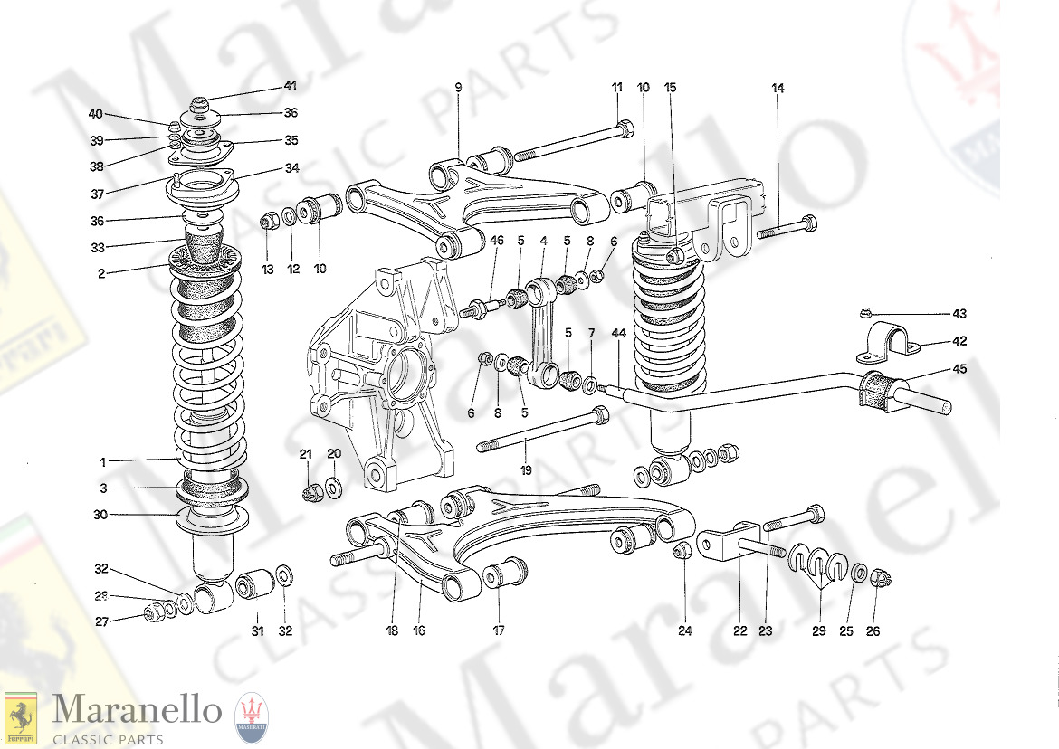 045A - Rear Suspension - Wishbones & Shock Absorbers - Starting From Car N 75997 (Feb88)