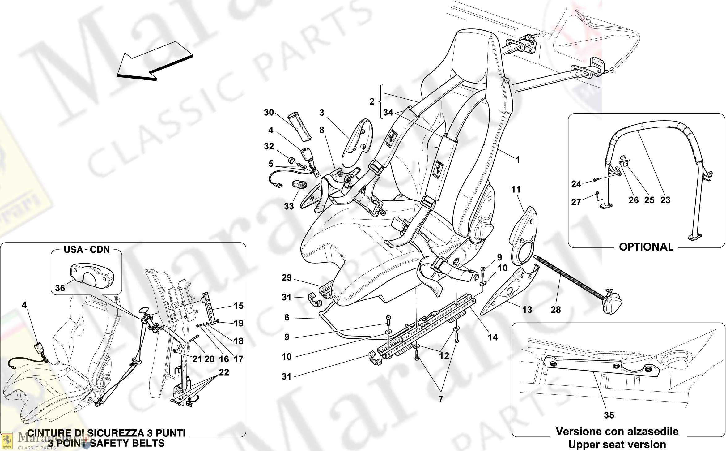 125 - Racing Seat-4 Point Seat Harness-Rollbar -Optional- -Sabelt-