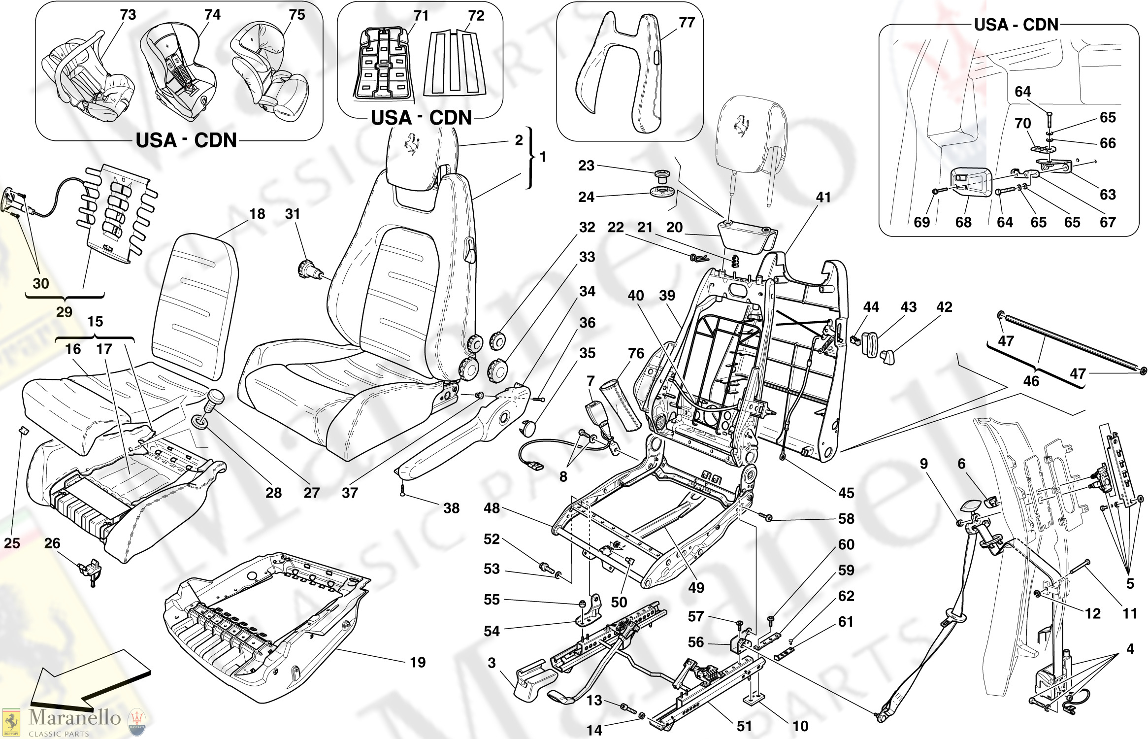 121 - Manual Front Seat - Seat Belts
