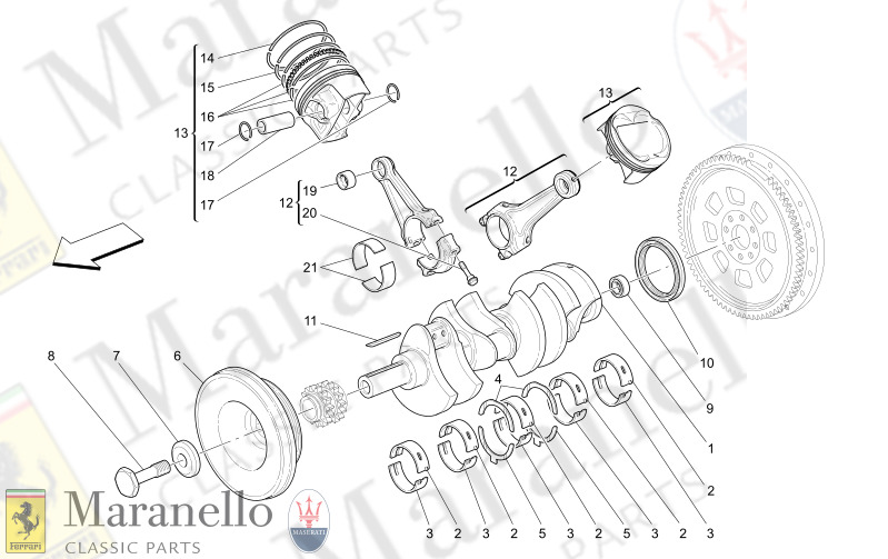 M1.10 - 1 CRANKSHAFT, CONNECTING RODS AND PISTONS