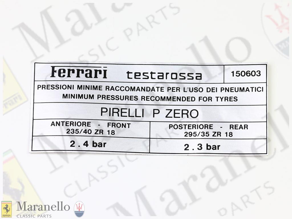 Tyre Inflation Plate PIRELLI