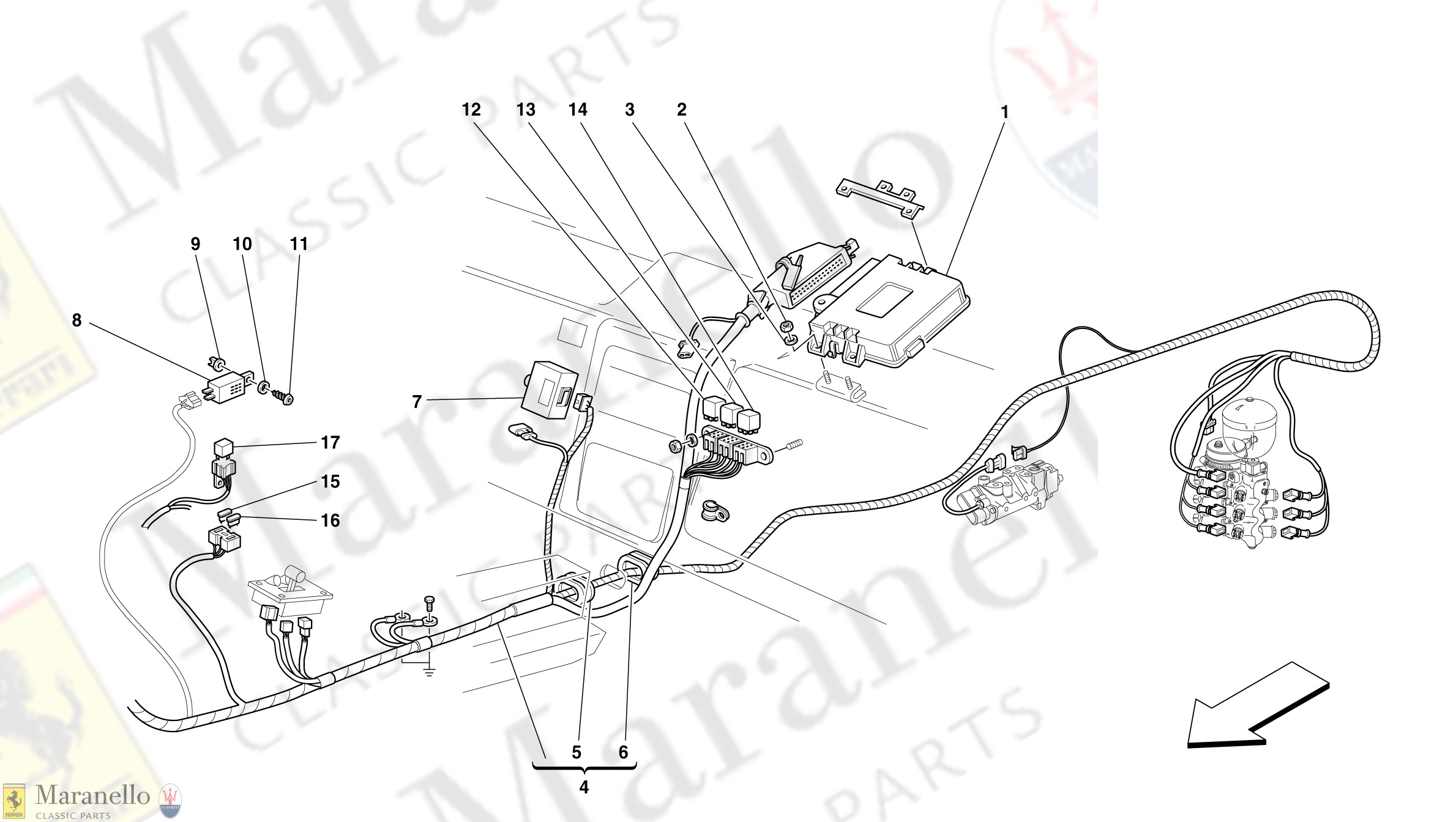 029 Electronic Gearbox Control Valid For 355 F1 Cars parts diagram