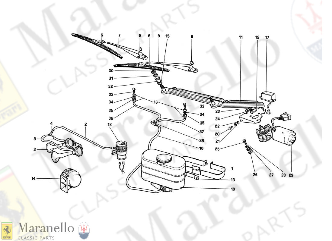 170 - Windshield Wiper, Washer And Horn (Variants For RHD - Aus Versions)